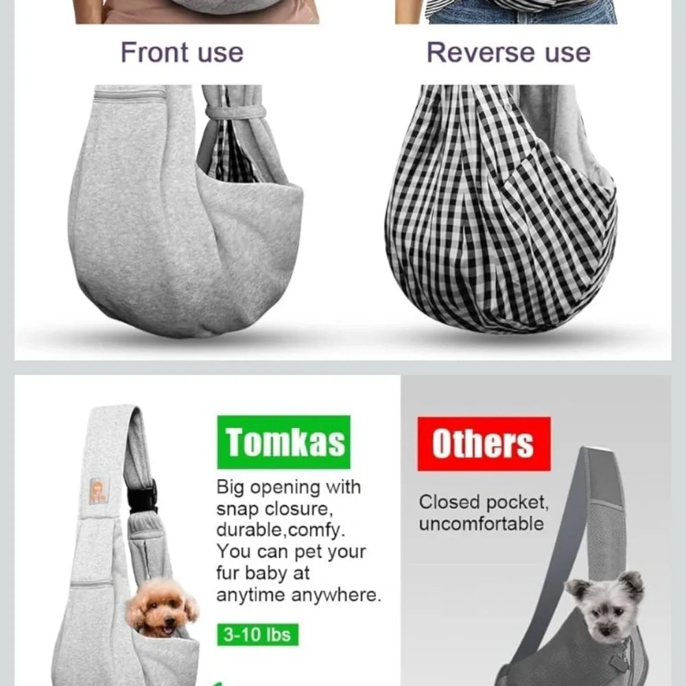 Tomkas Light Gray Pet Sling Carrier